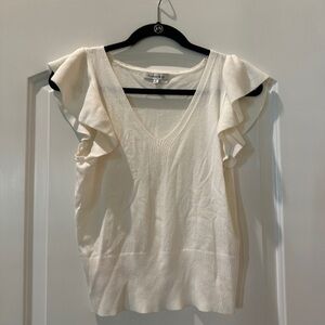 Hooked Up by IOT Cream Ruffled Sleeve Blouse
